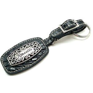 Rosetti Leather Black Logo Key Fob Buckle Strap 6"